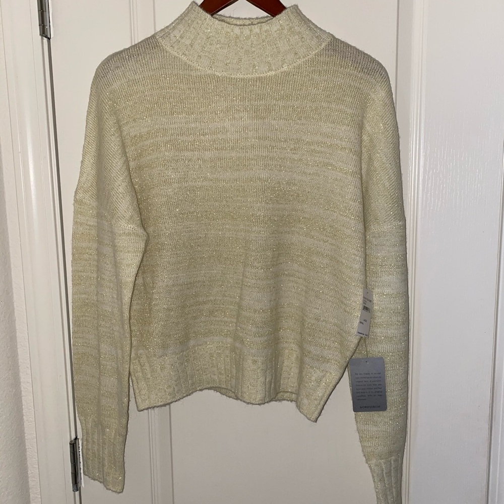 WOMENS NSR GOLD AND CREAM SWEATER SIZE LARGE